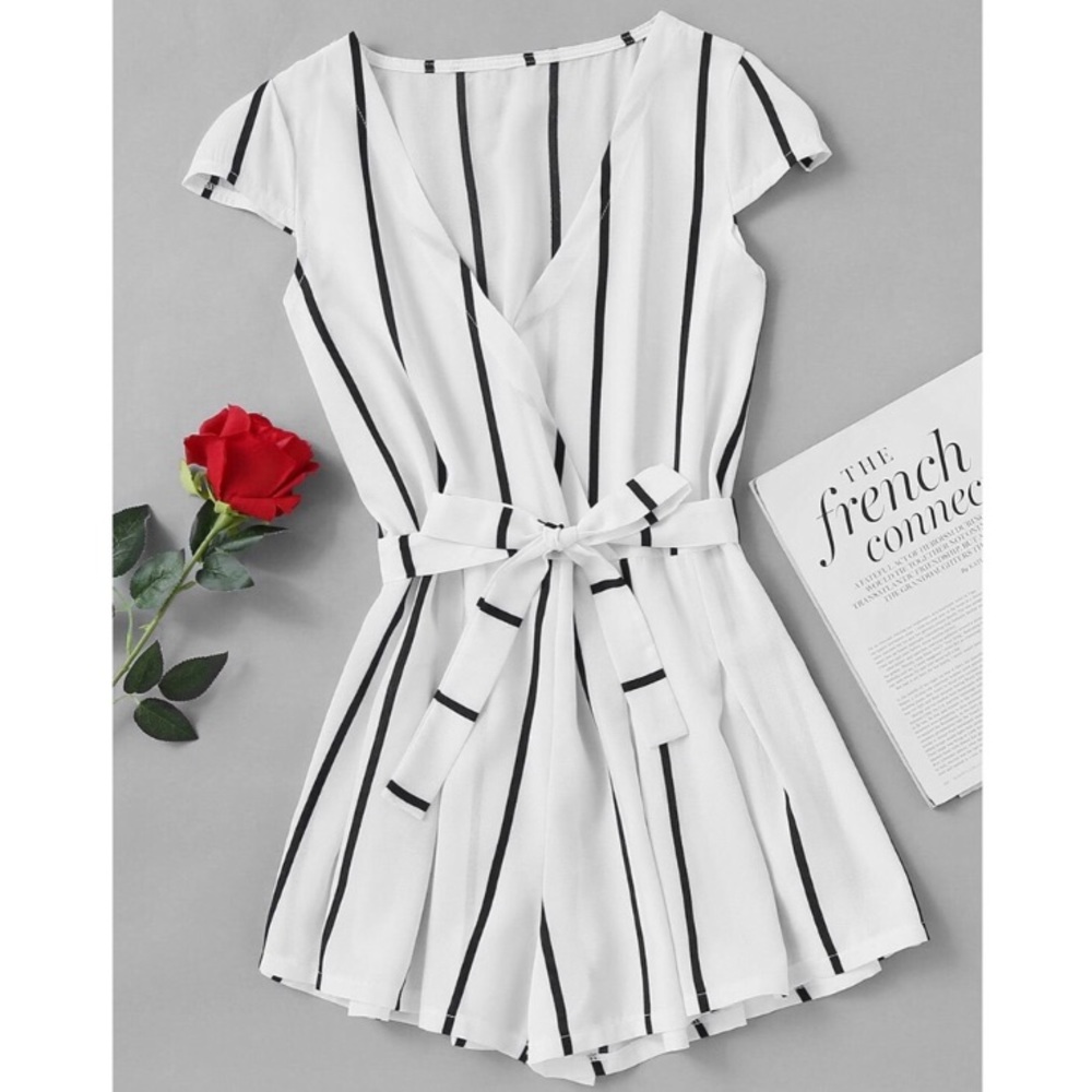 White/Navy Romper
